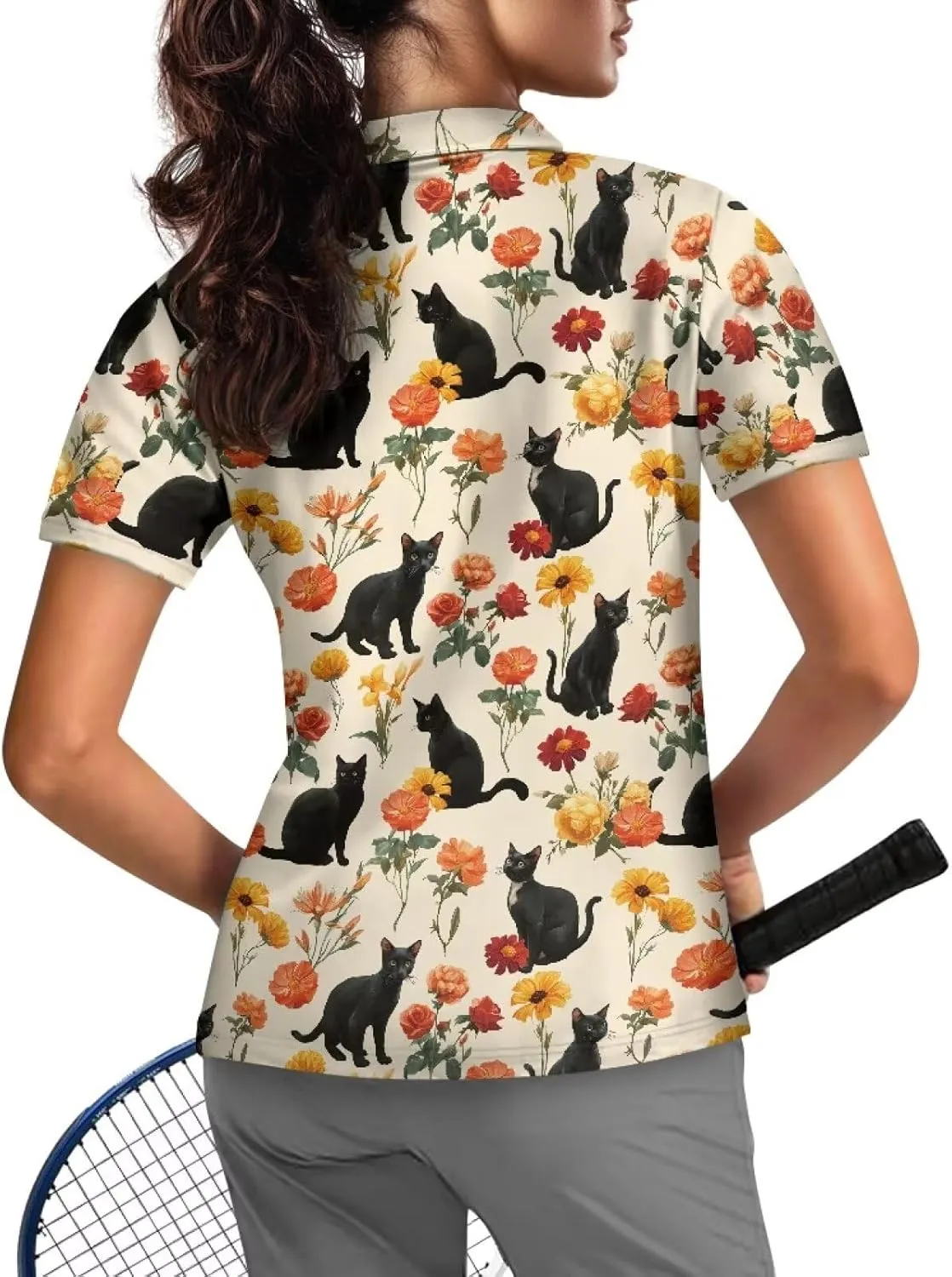 Biyejit Womens Golf Polo Shirts 1/4 Zip Up Short Sleeve Quick Dry Workout Tops Sun Protection Tennis Shirts Slim Fit