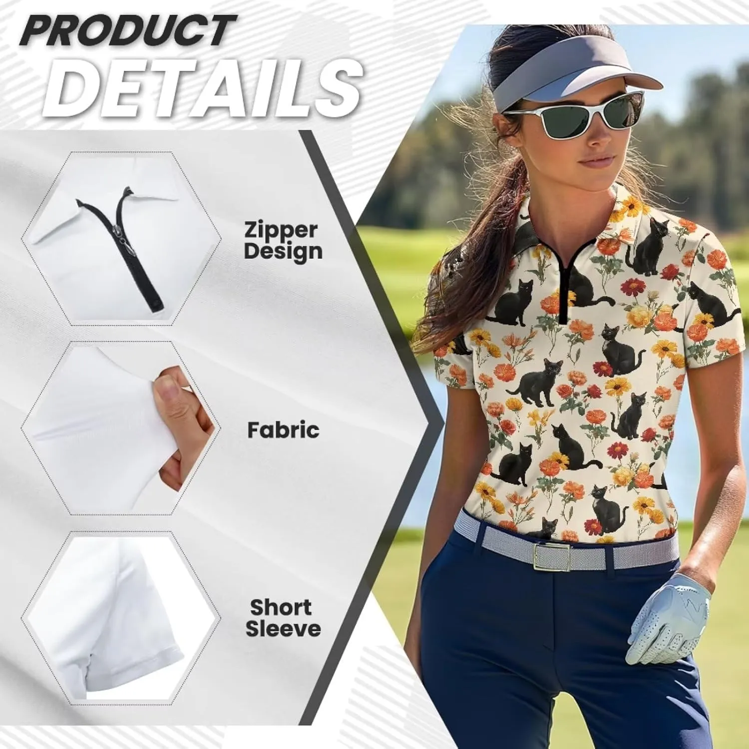 Biyejit Womens Golf Polo Shirts 1/4 Zip Up Short Sleeve Quick Dry Workout Tops Sun Protection Tennis Shirts Slim Fit
