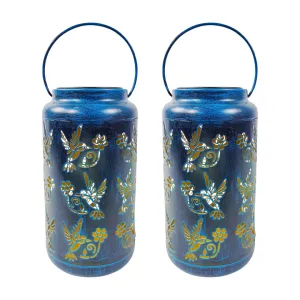 Bliss 9" Tall Decorative Solar LED Lantern Lights 2-Pack - Humming Bird