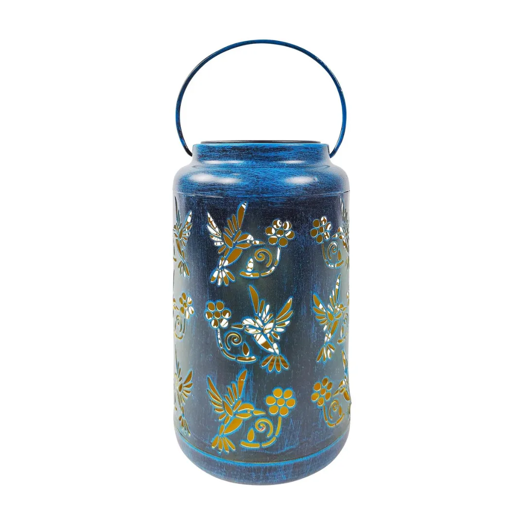 Bliss 9" Tall Decorative Solar LED Lantern Lights 2-Pack - Humming Bird