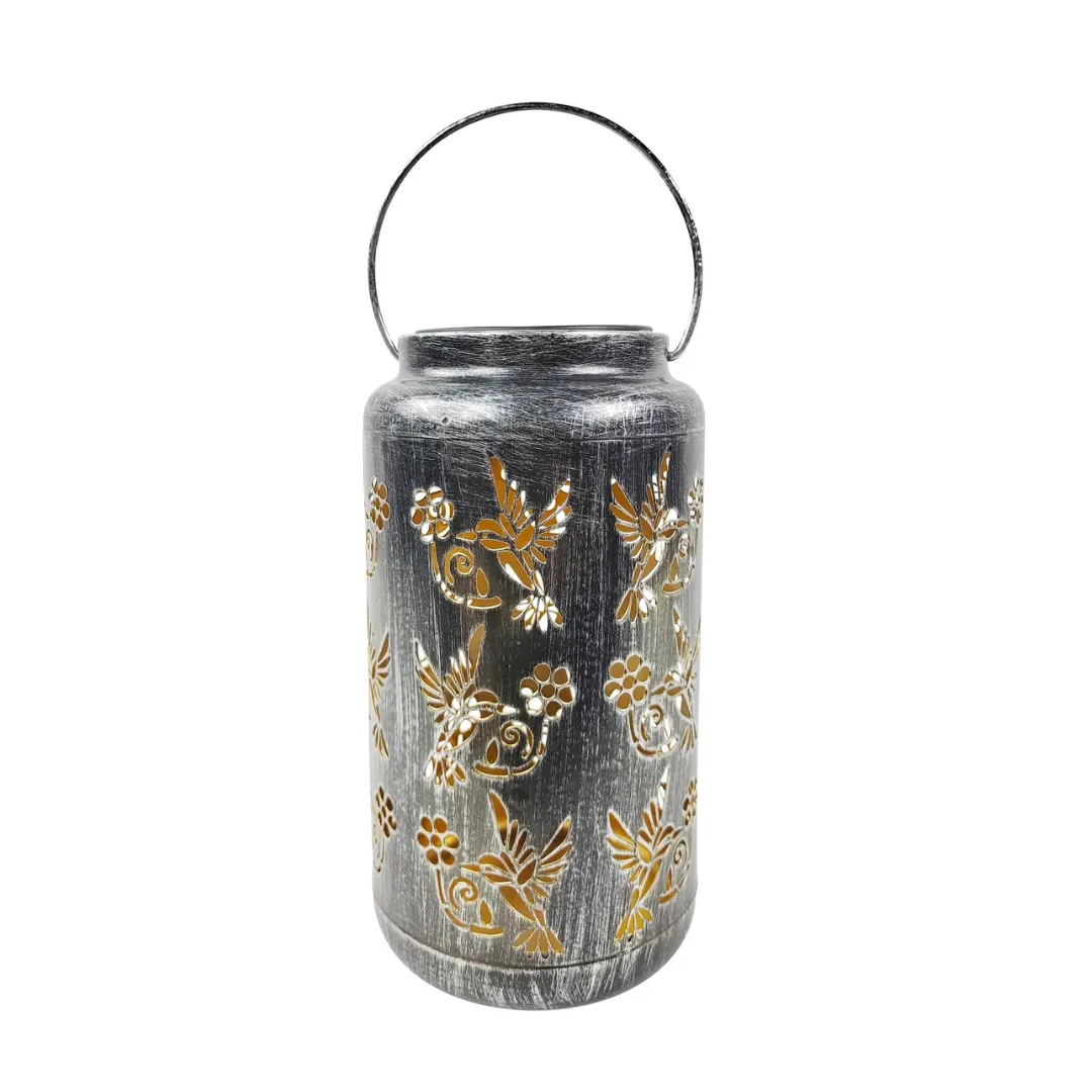 Bliss 9" Tall Decorative Solar LED Lantern Lights 2-Pack - Humming Bird
