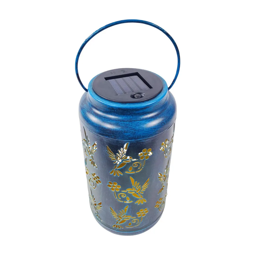 Bliss 9" Tall Decorative Solar LED Lantern Lights 2-Pack - Humming Bird