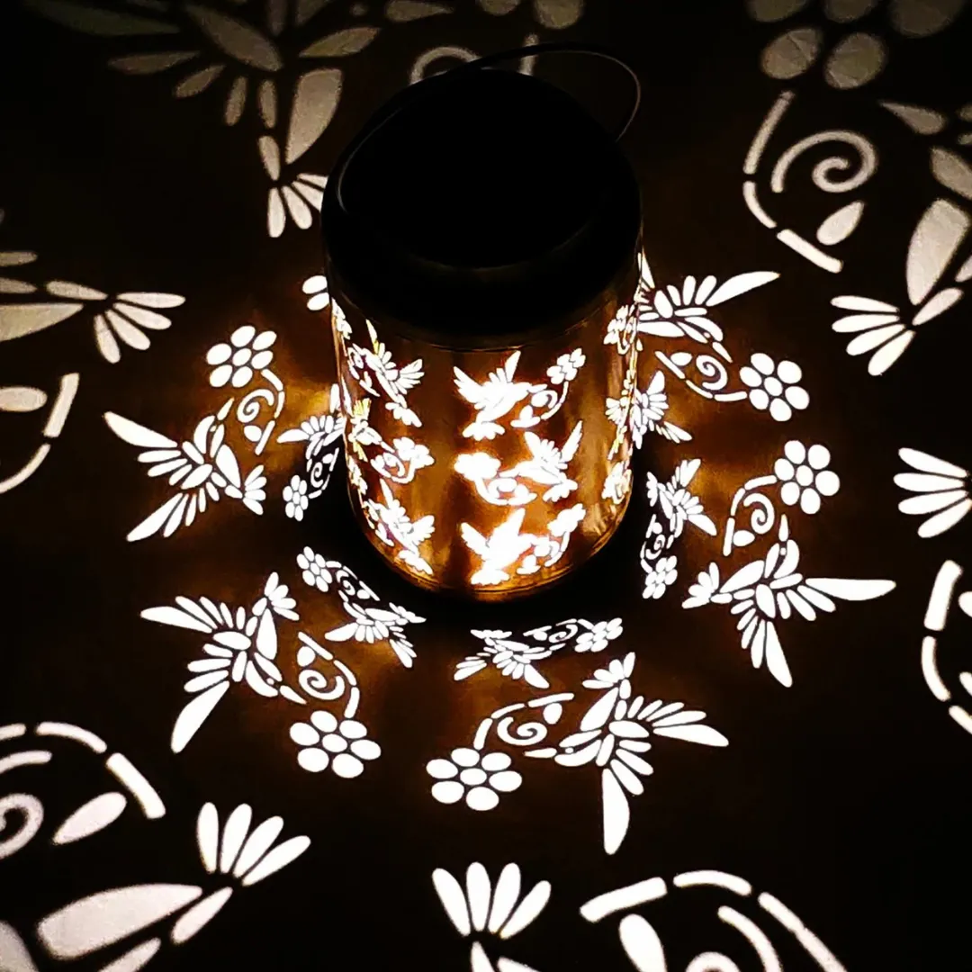 Bliss 9" Tall Decorative Solar LED Lantern Lights 2-Pack - Humming Bird