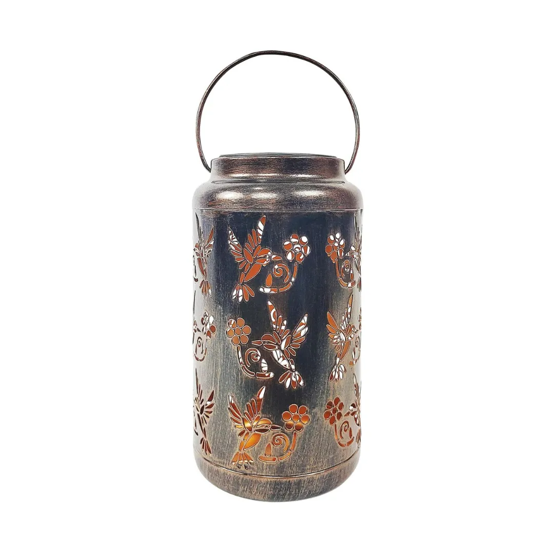 Bliss 9" Tall Decorative Solar LED Lantern Lights 2-Pack - Humming Bird