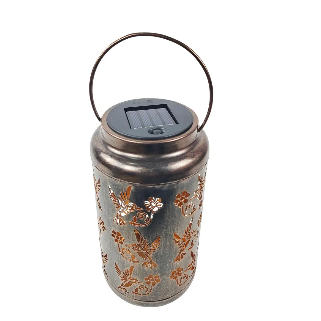 Bliss 9" Tall Decorative Solar LED Lantern Lights 2-Pack - Humming Bird