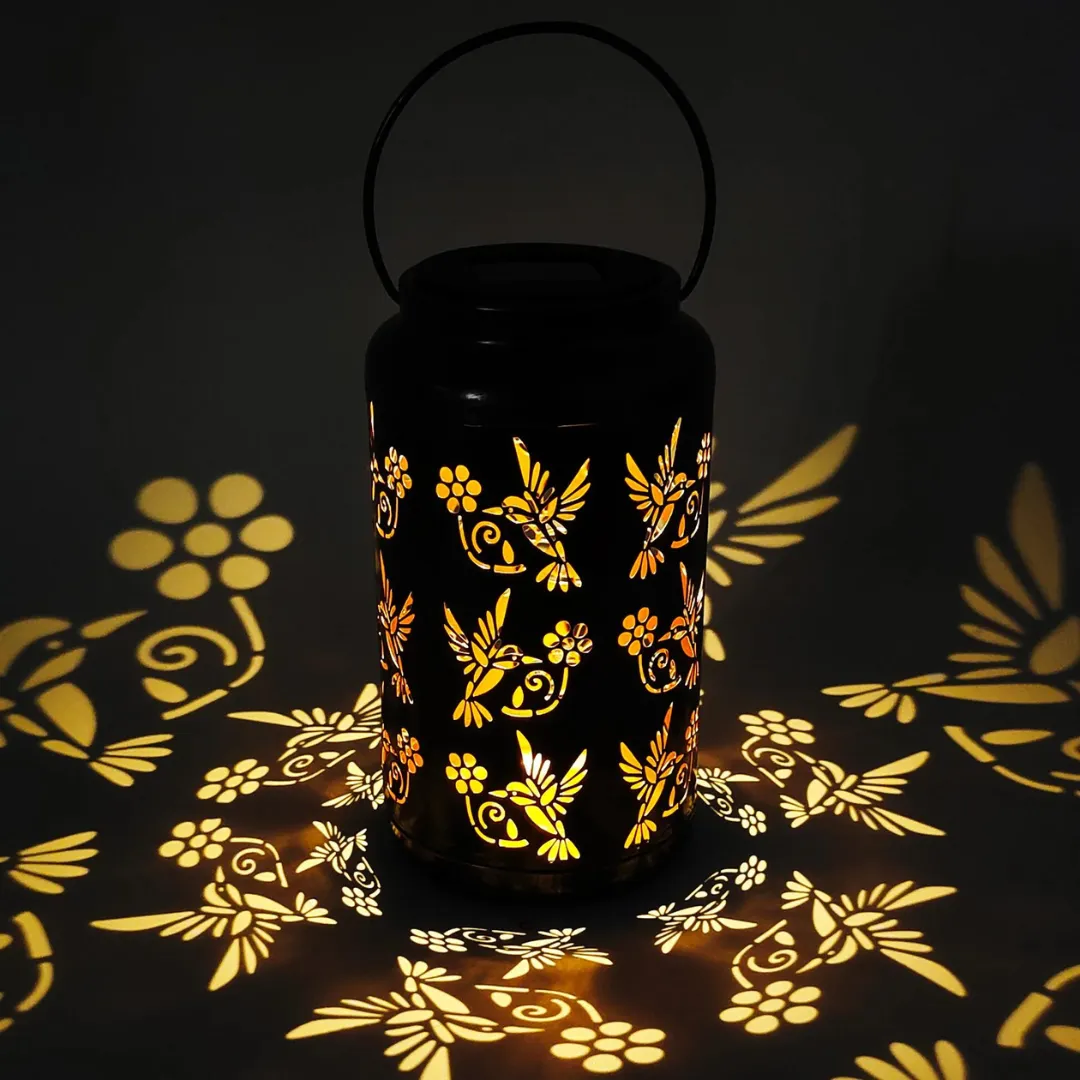 Bliss 9" Tall Decorative Solar LED Lantern Lights 2-Pack - Humming Bird