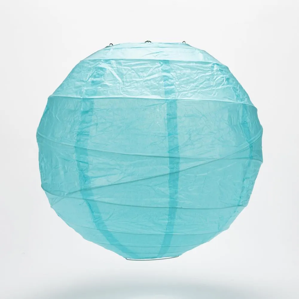 BLOWOUT 24" Baby Blue Round Paper Lantern, Crisscross Ribbing, Hanging Decoration