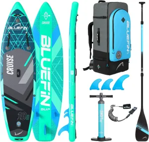 Bluefin Cruise SUP Boards Premium Stand Up Inflatable Paddle Board Stable Design Non-Slip Design with Fibreglass Paddle & Accessories 5 Year Warranty Multiple Sizes for Adults