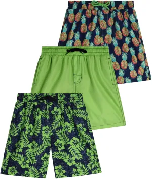 Boys Swim Trunks - 3 Pack Quick Dry Board Shorts for Boys, UPF 50  Beach Swimwear for Kids (Sizes: 8-14)