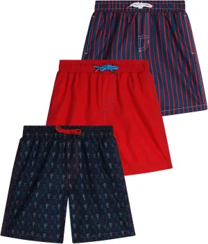 Boys Swim Trunks - 3 Pack Quick Dry Board Shorts for Boys, UPF 50  Beach Swimwear for Kids (Sizes: 8-14)