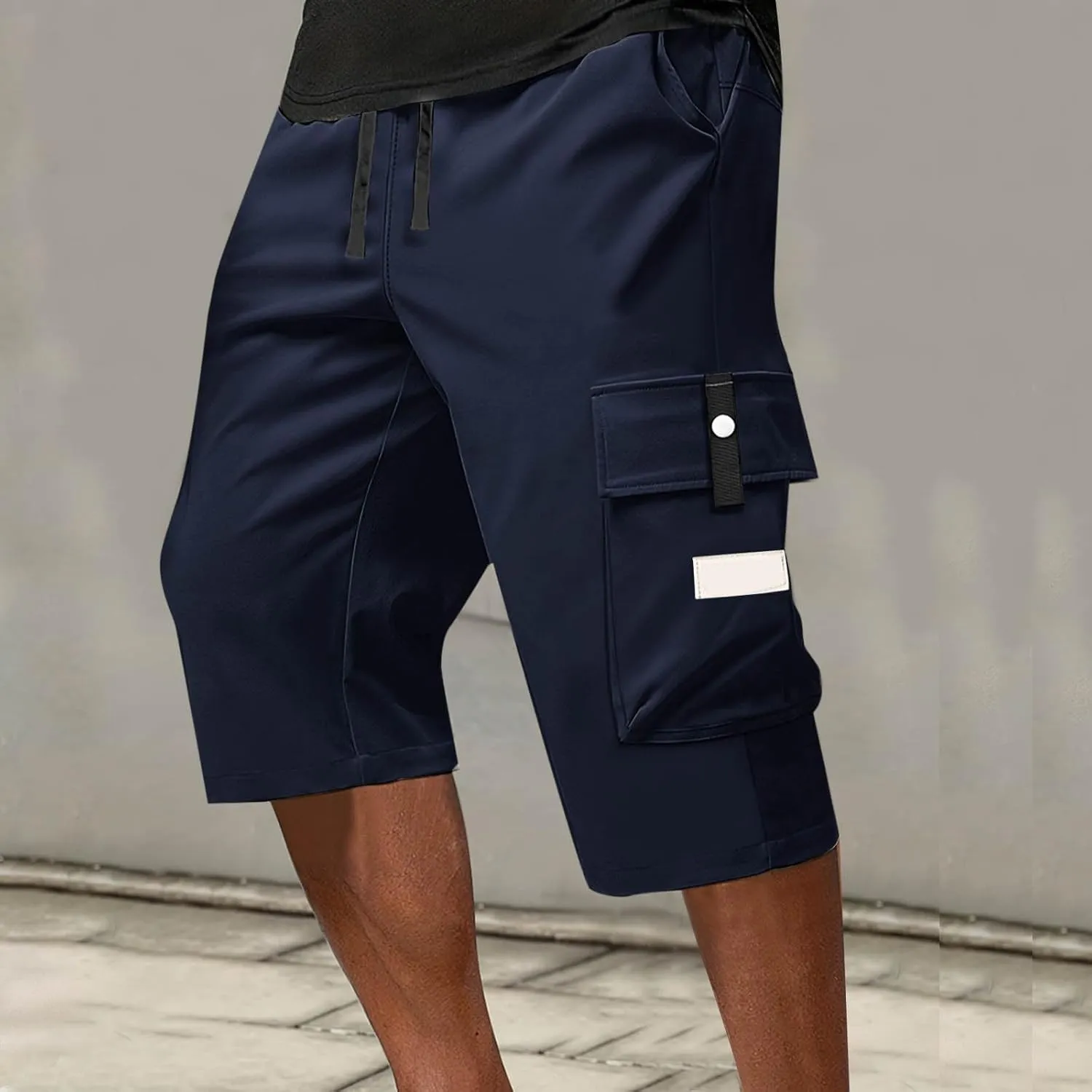 Cargo Shorts for Men Below Knee Lightweight Waterproof Long Shorts Quick Dry Work Bermuda Short Pants Multi Pockets