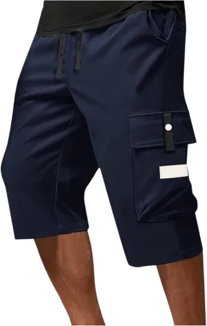 Cargo Shorts for Men Below Knee Lightweight Waterproof Long Shorts Quick Dry Work Bermuda Short Pants Multi Pockets