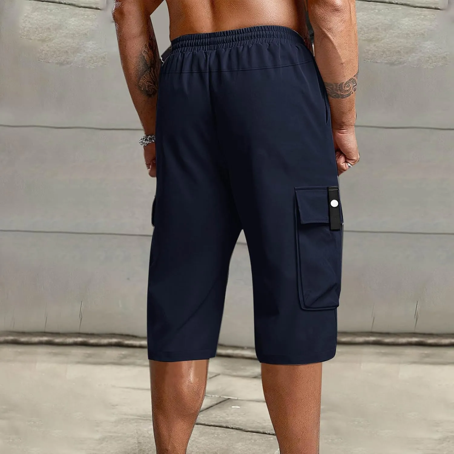 Cargo Shorts for Men Below Knee Lightweight Waterproof Long Shorts Quick Dry Work Bermuda Short Pants Multi Pockets
