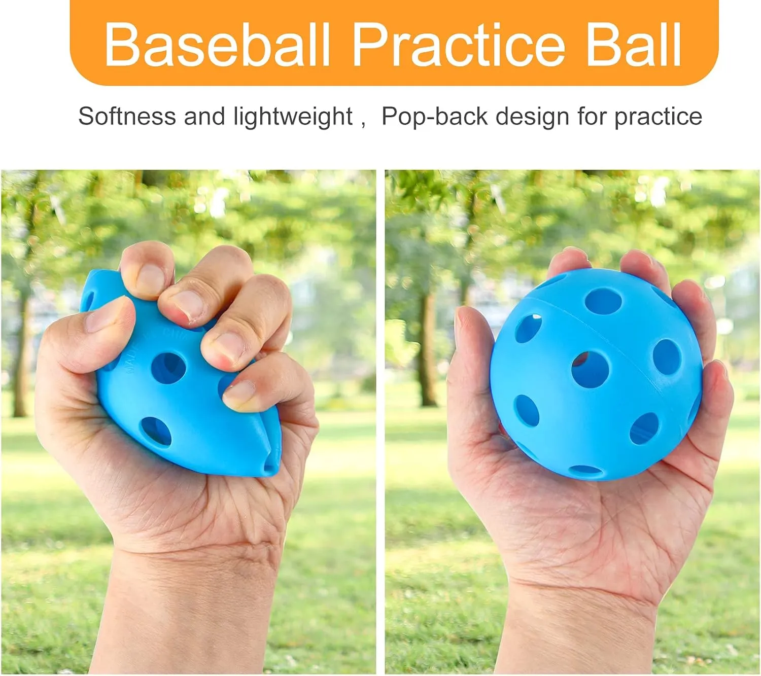 Coopay 12/100 Pack Baseball Practice Balls Plastic Training Balls Lightweight Hollow Softballs with a Drawstring Bag for Hitting, Baseball Training Indoor Outdoor Use