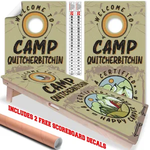 Cornhole Board Wraps and Decals for Boards Set of 2 Skins Professional Vinyl Covers Sticker - Camp Quitcherbitchin Cabin Camping Lakehouse Cornhole Decal for Boards Covers Sticker Cornhole Vinyl Wraps