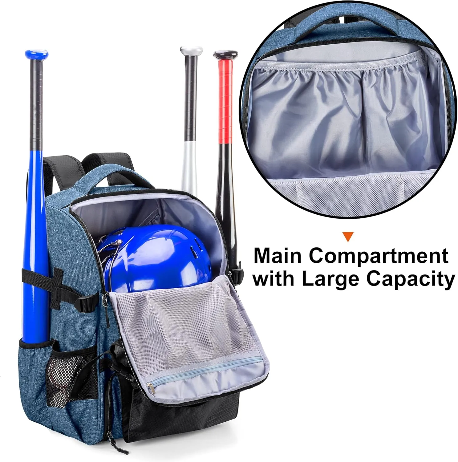 DSLEAF Baseball Backpack for 4 Bats, Softball Bag with External Helmet Holder and Separate Shoe Space Up to US Mens 13