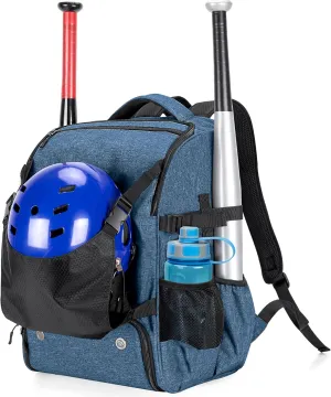 DSLEAF Baseball Backpack for 4 Bats, Softball Bag with External Helmet Holder and Separate Shoe Space Up to US Mens 13
