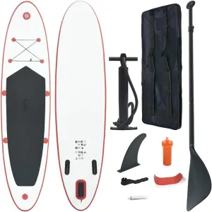 Enjoy Water Activities with Inflatable Stand Up Paddle Board Set, Durable and Portable Design, Red