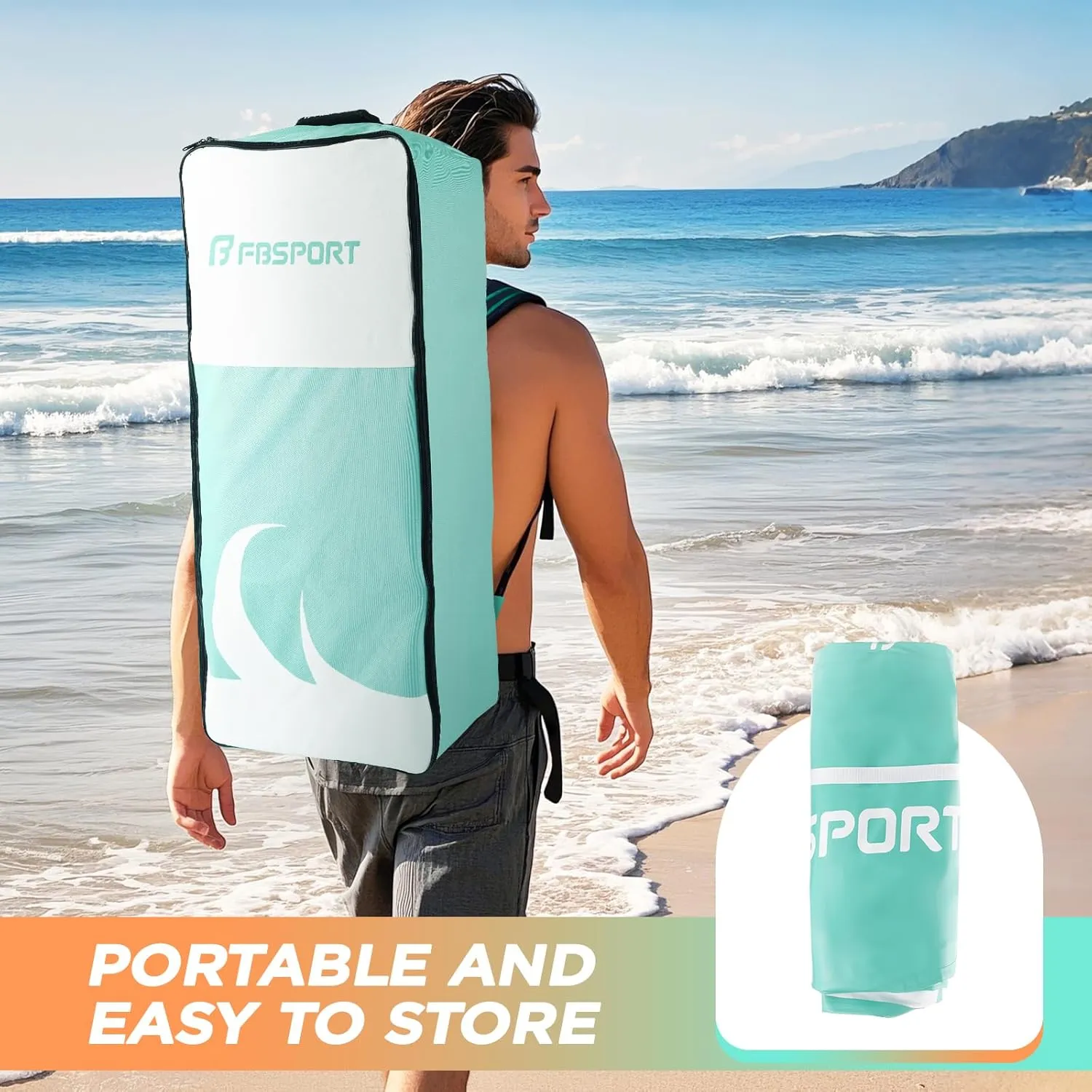 FBSPORT 11' Premium Stand Up Paddle Board, Yoga Board with SUP Accessories & Carry Bag | Wide Stance, Surf Control, Non-Slip Deck, Leash, Paddle and Pump for Youth & Adult