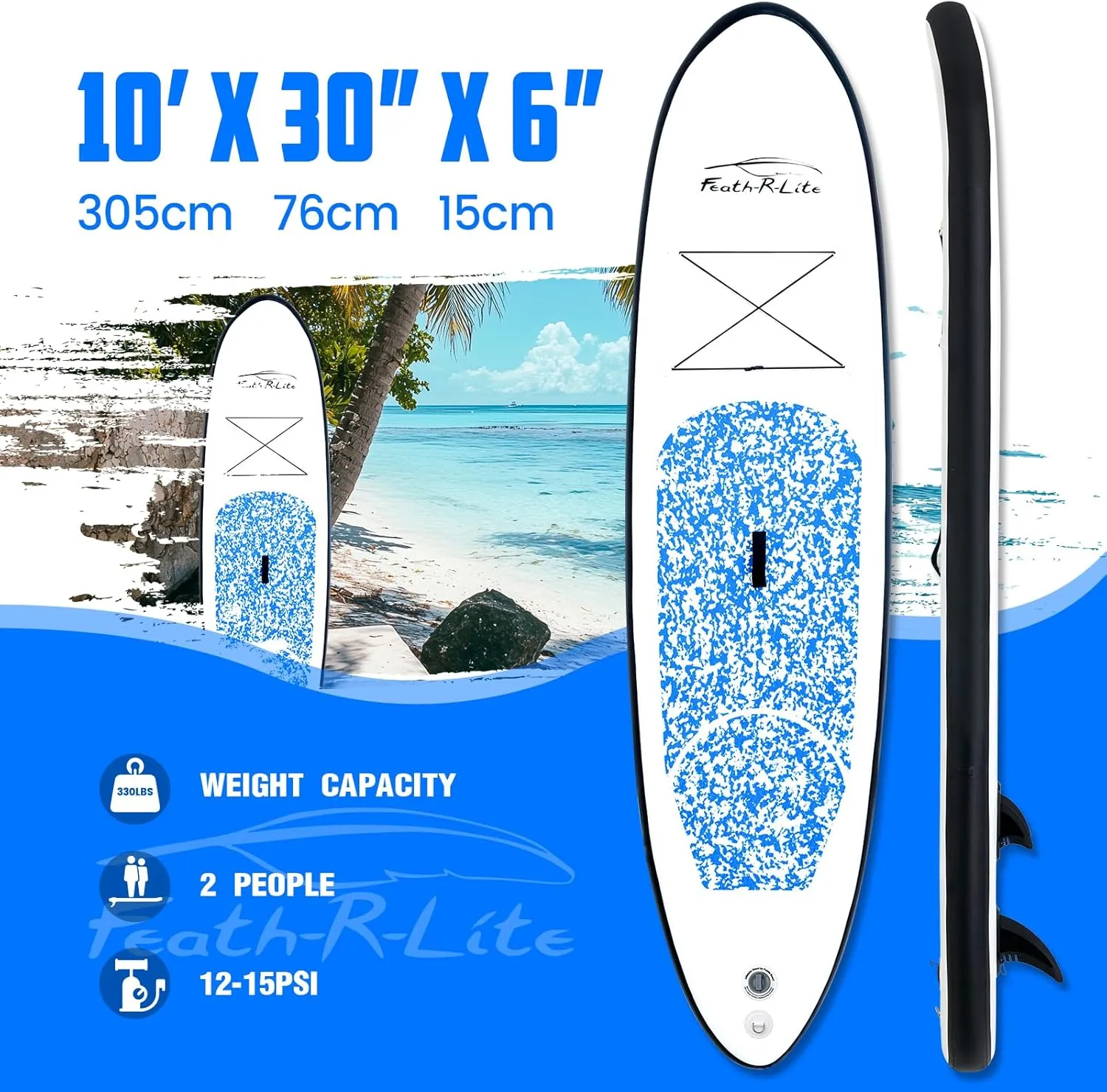 FEATH-R-LITE Inflatable Ultra-Light 10'30''/10'6''33'' Stand Up Paddle Board for All Skill Levels with Premium SUP Paddleboard Accessories,Non-Slip Comfort Deck for Youth & Adults