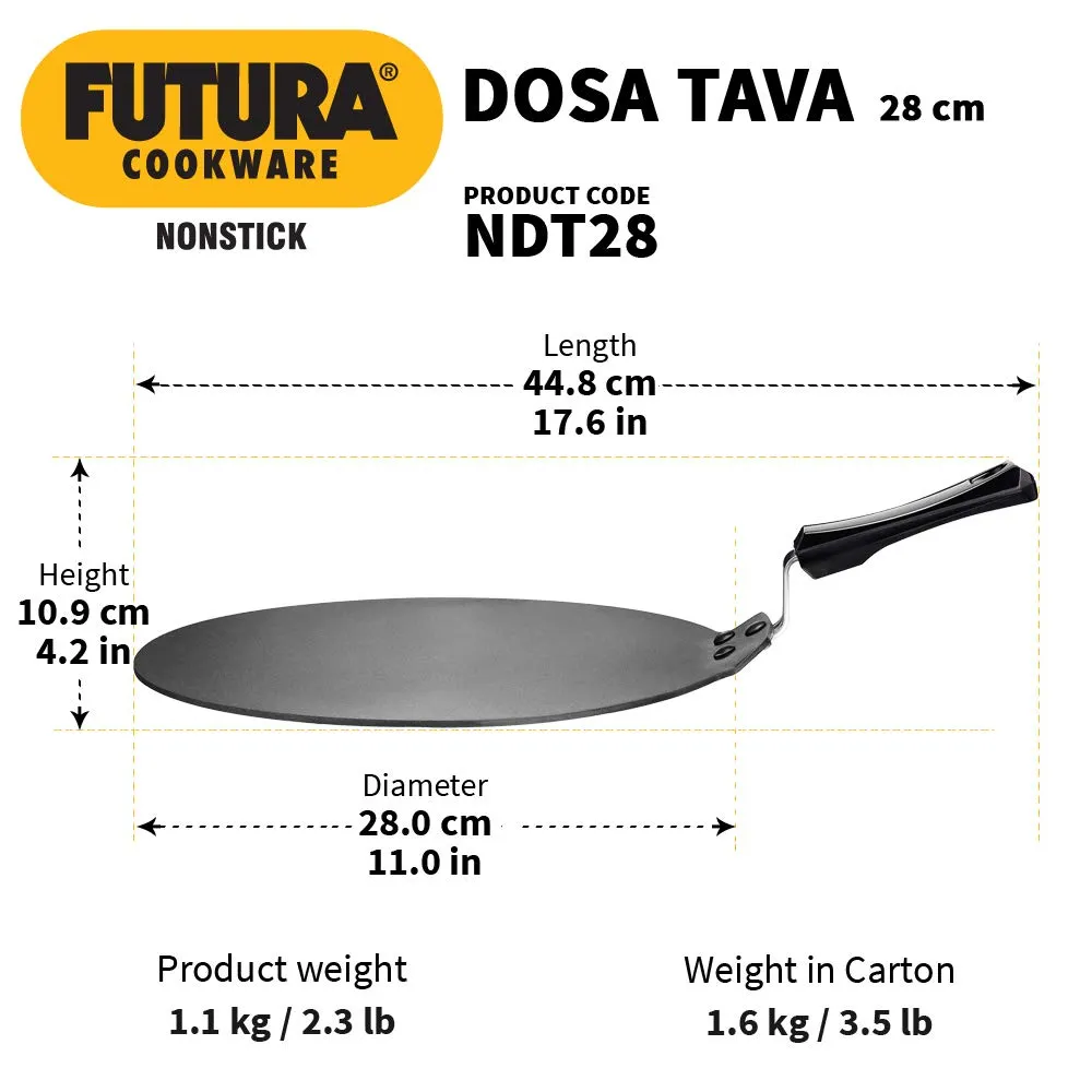 Hawkins - NDT 28 Futura Non-Stick Dosa Tava, 28 cm, Black & Hawkins - AF 18 Futura Hard Anodised Frying Pan, 18Cm