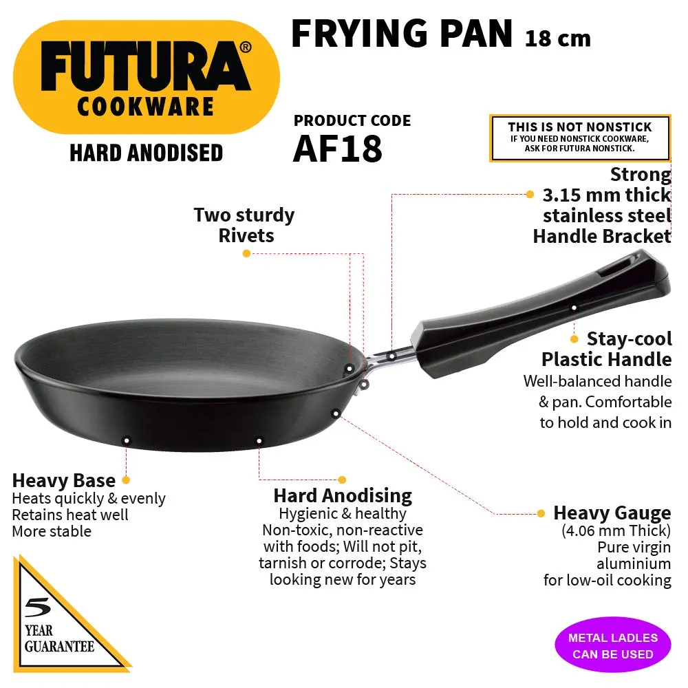 Hawkins - NDT 28 Futura Non-Stick Dosa Tava, 28 cm, Black & Hawkins - AF 18 Futura Hard Anodised Frying Pan, 18Cm