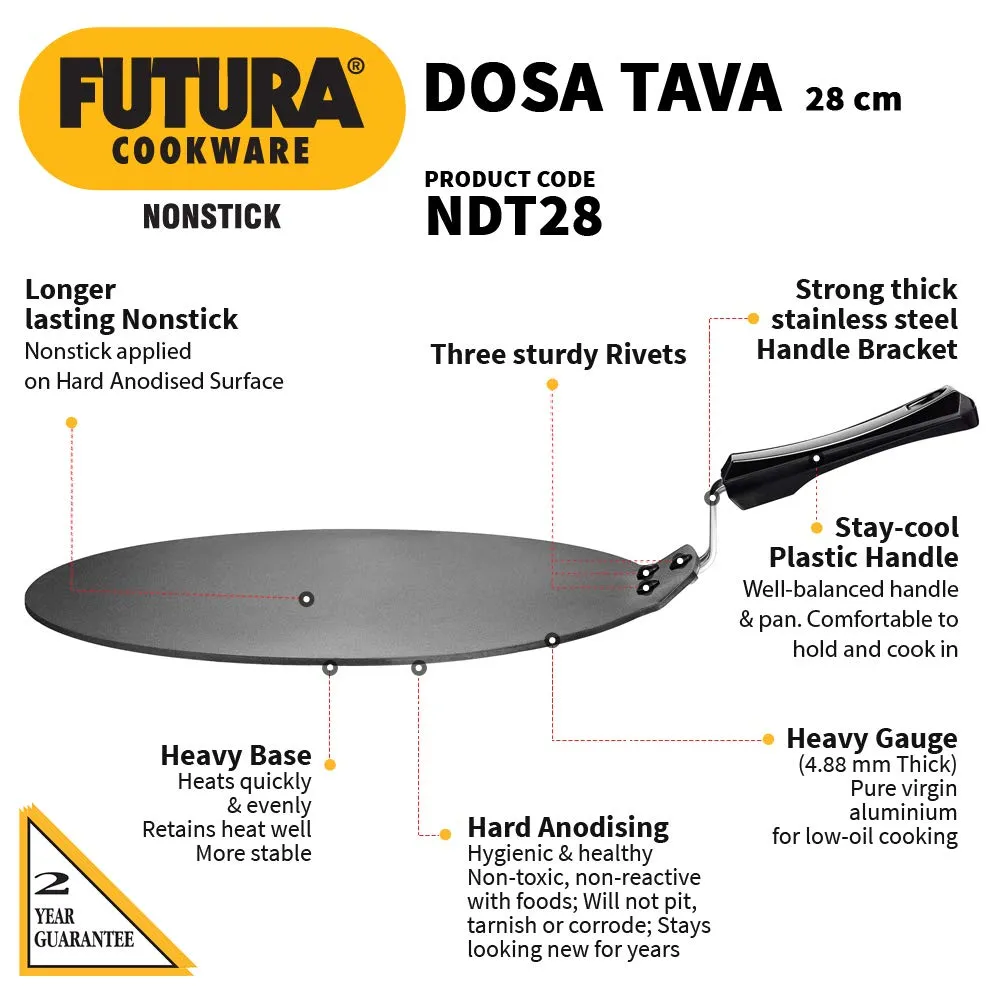 Hawkins - NDT 28 Futura Non-Stick Dosa Tava, 28 cm, Black & Hawkins - AF 18 Futura Hard Anodised Frying Pan, 18Cm