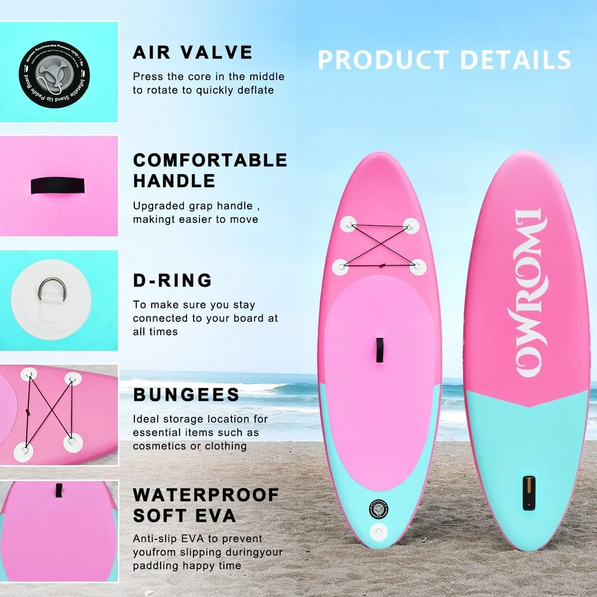 Kids Stand Up Paddle Board with Inflatable SUP Accessories, Non-Slip Comfort Deck Inflatable Paddle Board for Kid, Durable, Lightweight Fin for Youth & Kids