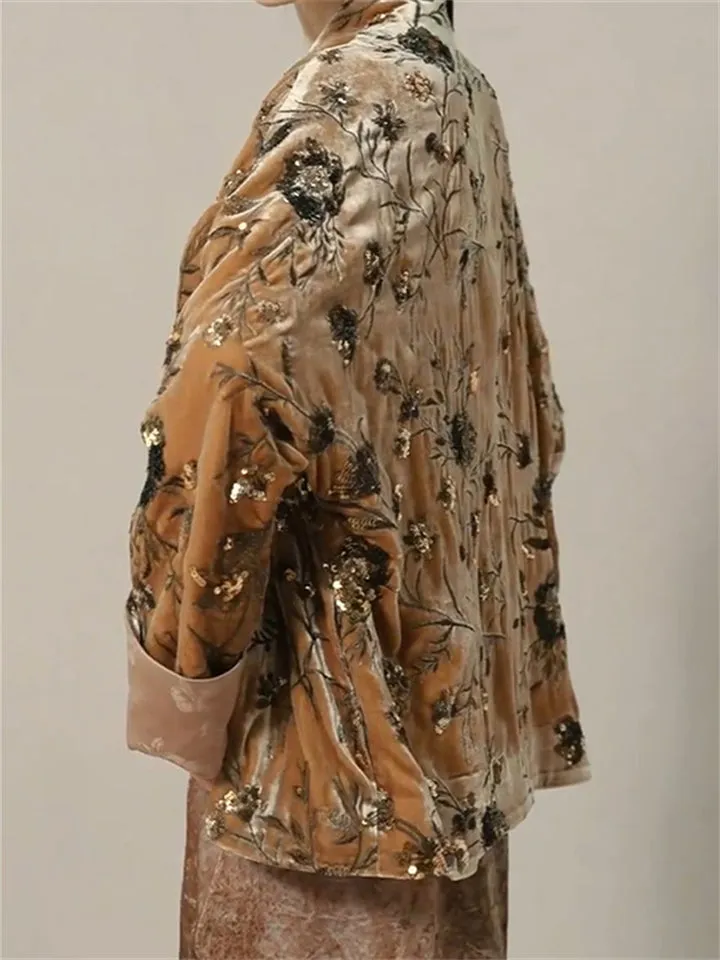 Ladies High Quality Gorgeous Floral Pattern Velvet Jackets