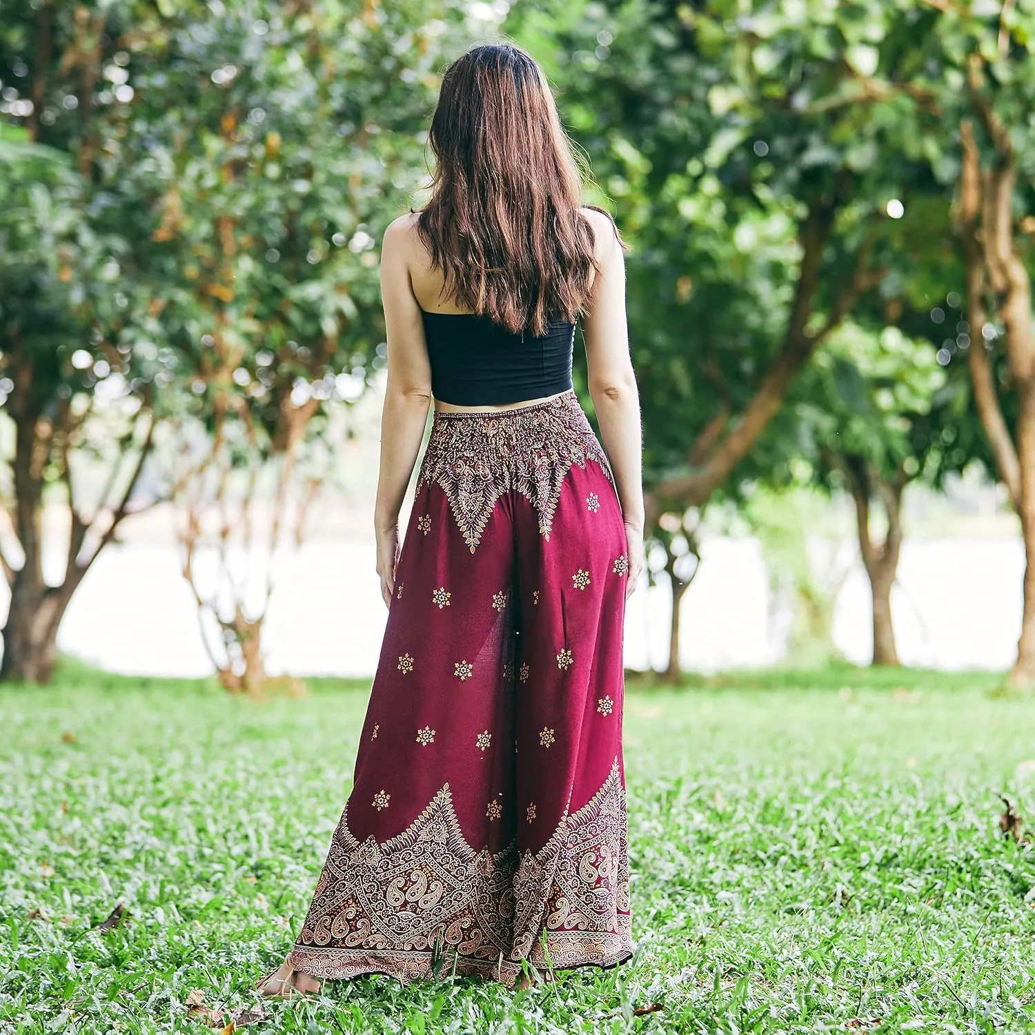 Lannaclothesdesign Palazzo Pants for Women Wide Leg Boho Harem Yoga Pants S M L XL Sizes