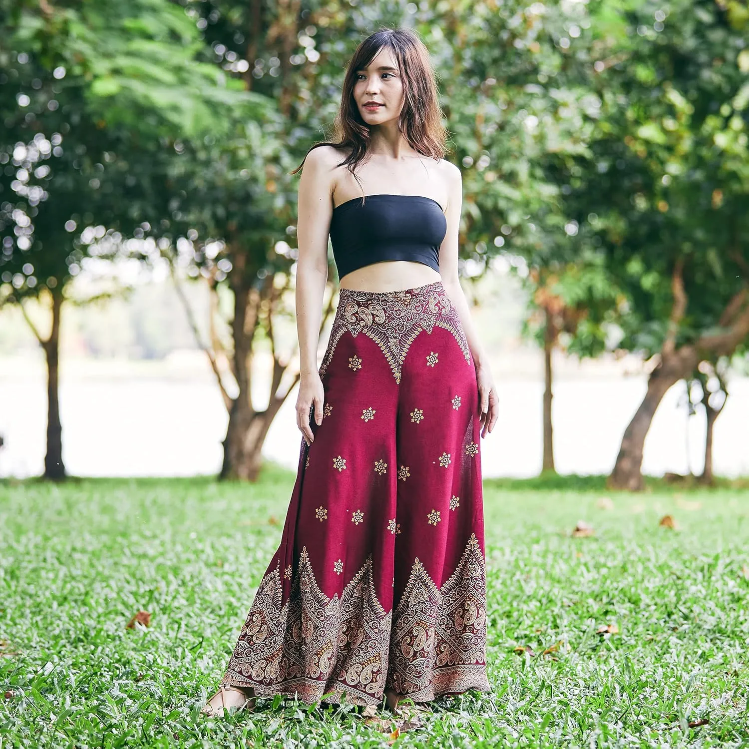 Lannaclothesdesign Palazzo Pants for Women Wide Leg Boho Harem Yoga Pants S M L XL Sizes