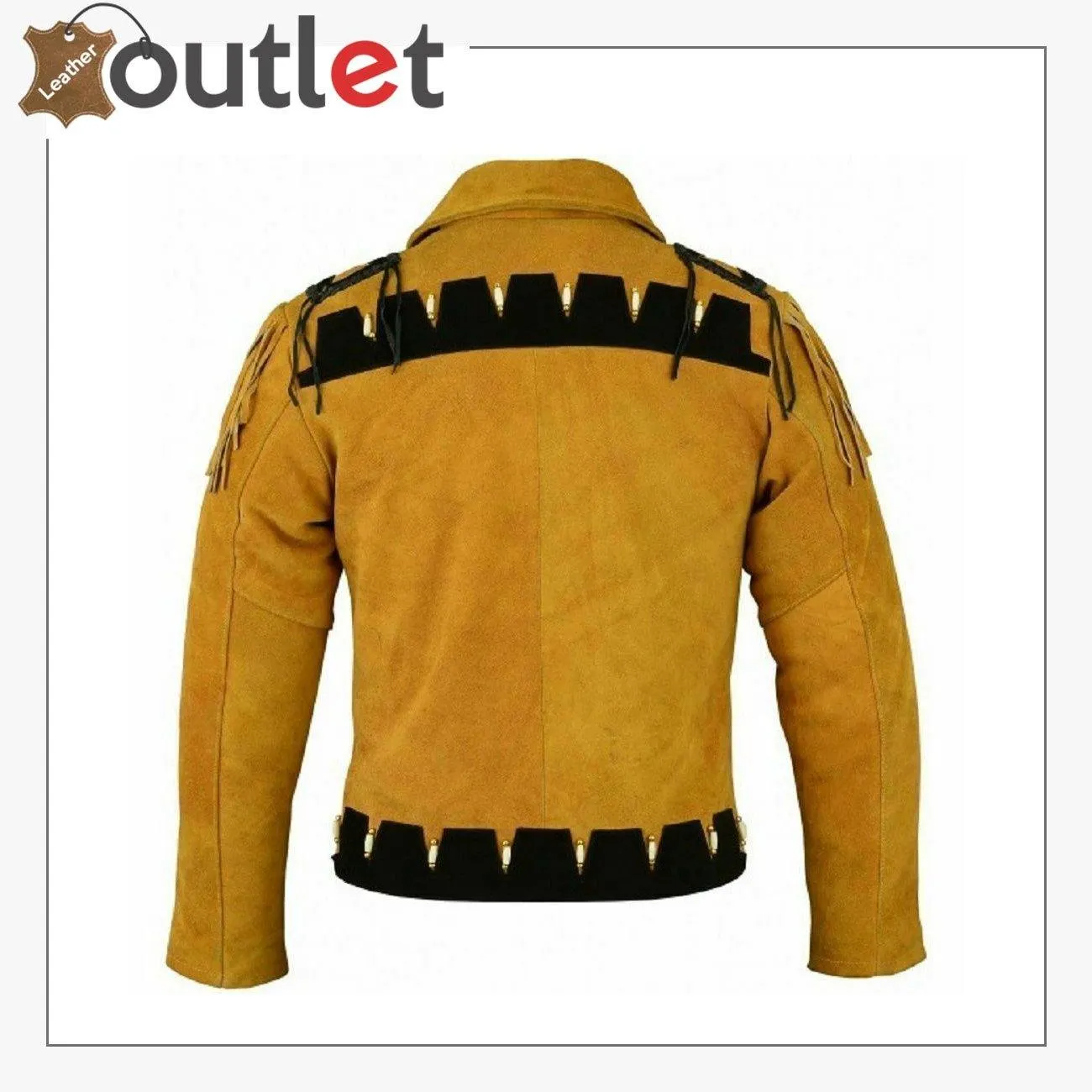 Men Golden Brown Suede Western Cowboy Leather Jacket