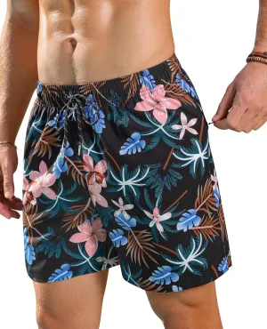 Milin Naco Mens Swim Trunks 5 inch Quick Dry Board Shorts with Zipper Pockets Mesh Lining Bathing Suit Beach Shorts