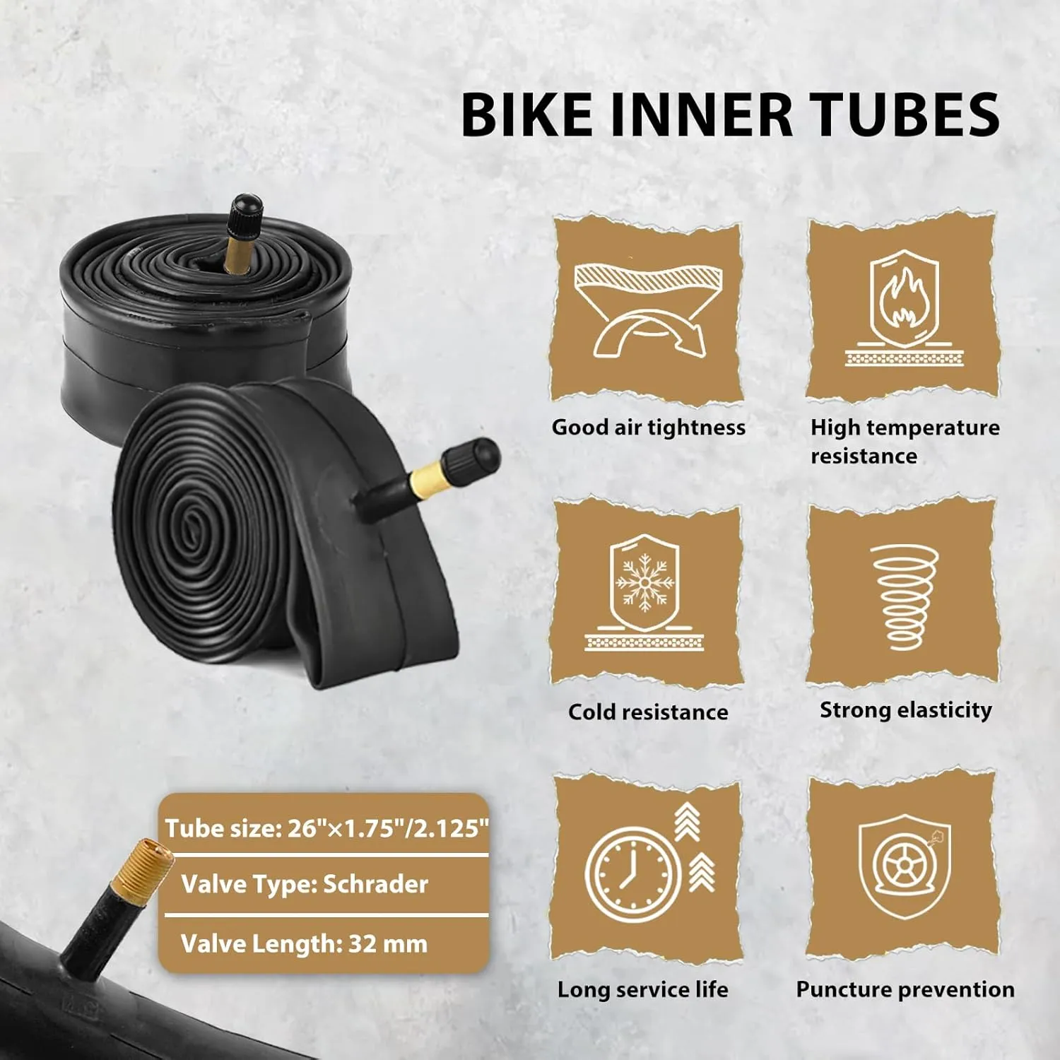 MOHEGIA Mountain Bike Tires Set: 2-Pack 20/24/26x1.95 Inch Puncture-Resistant Folding Replacement Bicycle Tires and Pair Inner Tubes with Tire Levers for MTB Off-Road Bike