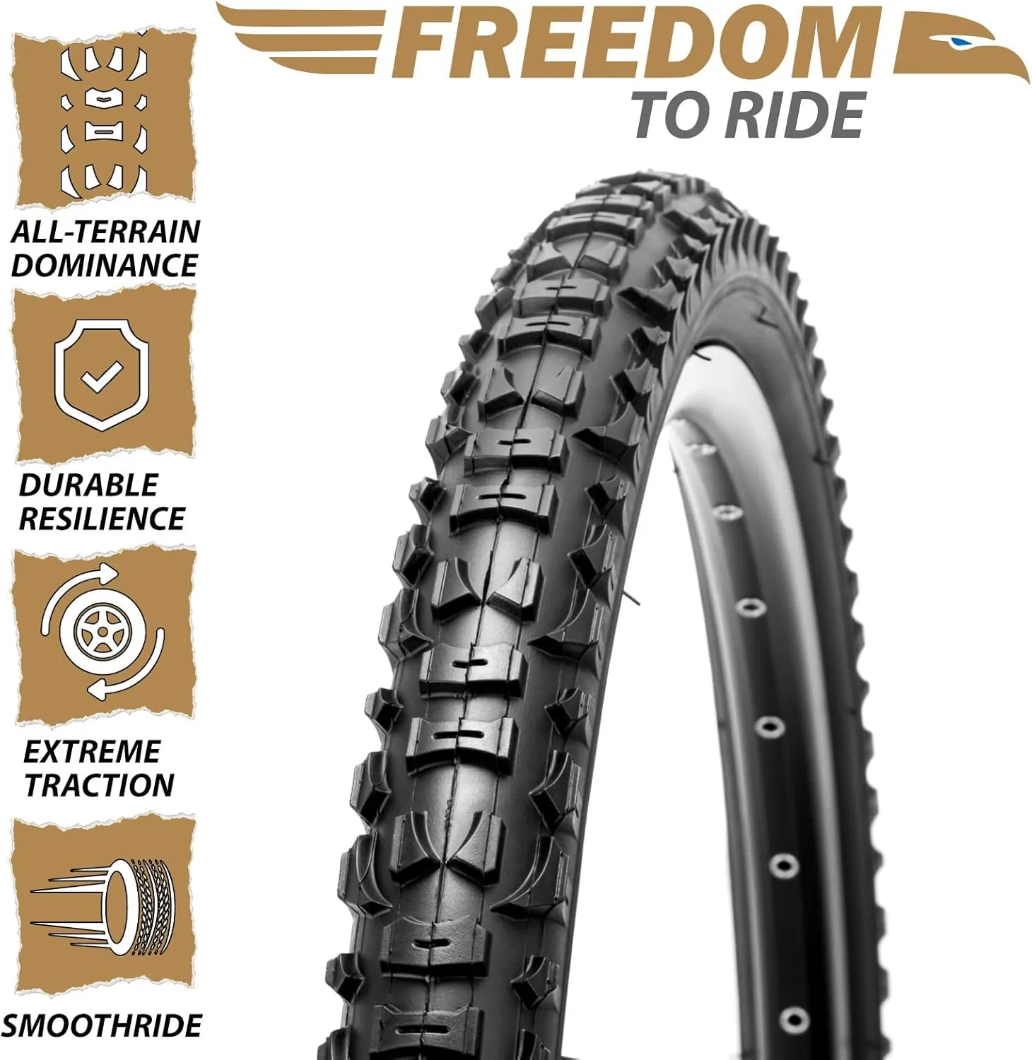 MOHEGIA Mountain Bike Tires Set: 2-Pack 20/24/26x1.95 Inch Puncture-Resistant Folding Replacement Bicycle Tires and Pair Inner Tubes with Tire Levers for MTB Off-Road Bike