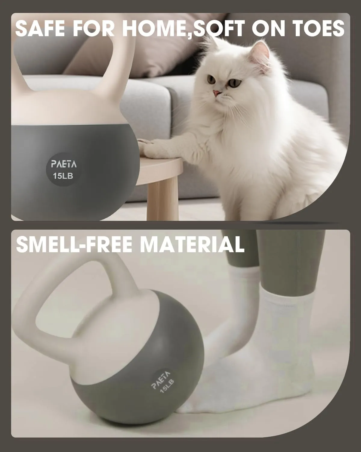 PAETA Soft Kettlebell for Home Fitness  Anti-Slip Grip & Wide Handle Design,Soft Kettlebell set, Gentle Floor-Friendly Impact  10lbs, 15lbs, 20lbs, for Home Functional Training