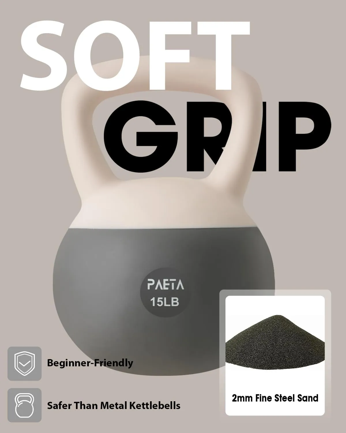 PAETA Soft Kettlebell for Home Fitness  Anti-Slip Grip & Wide Handle Design,Soft Kettlebell set, Gentle Floor-Friendly Impact  10lbs, 15lbs, 20lbs, for Home Functional Training
