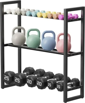 Pickpiff Adjustable 3-Tier Dumbbell Rack  Heavy-Duty Metal Weight Storage Stand for Dumbbells, Kettlebells, and More  Space-Efficient Home Gym Organizer  360 lb Capacity (Dumbbells Not Included)