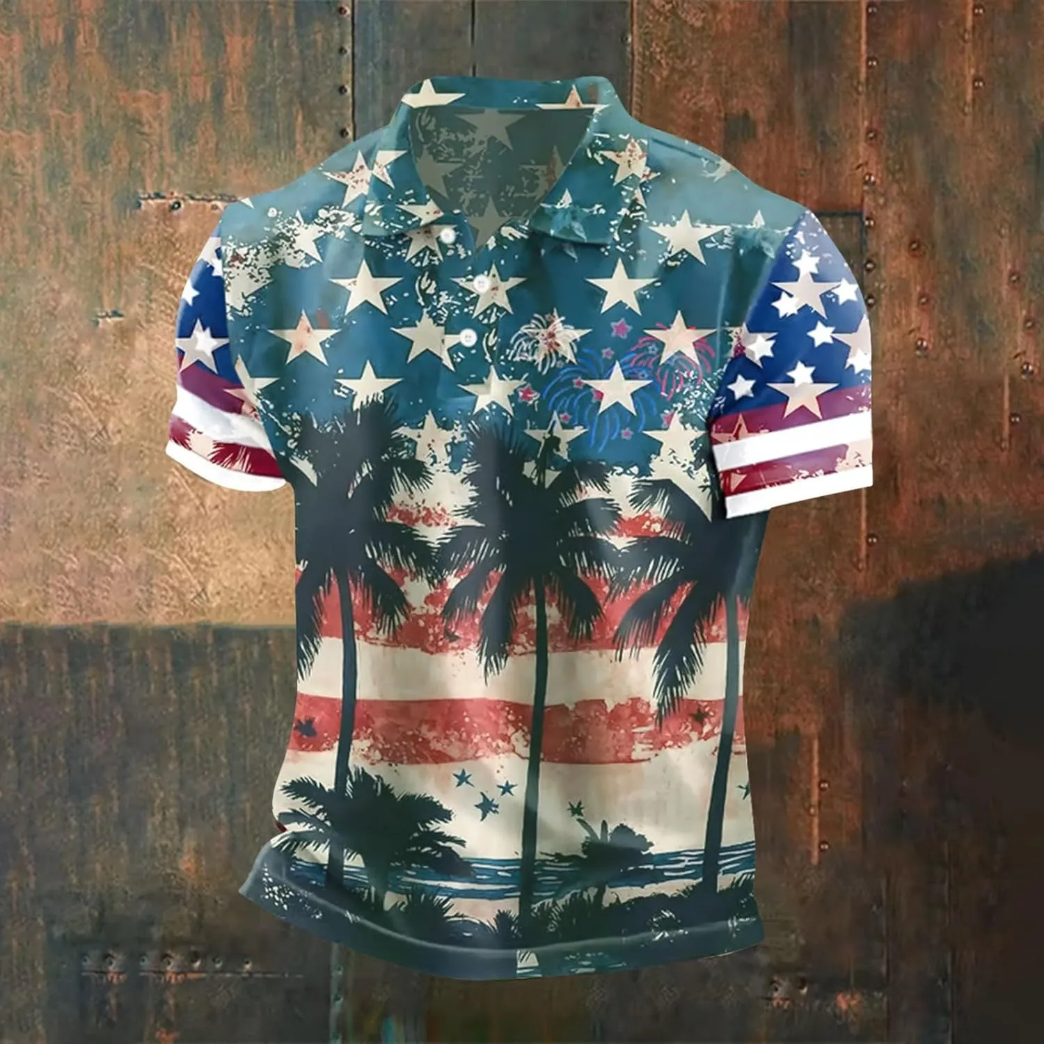 Polo Shirts for Men American Flag Patriotic Short Sleeve Performance Golf Shirt Dry Fit 4th of July USA Gym T-Shirts