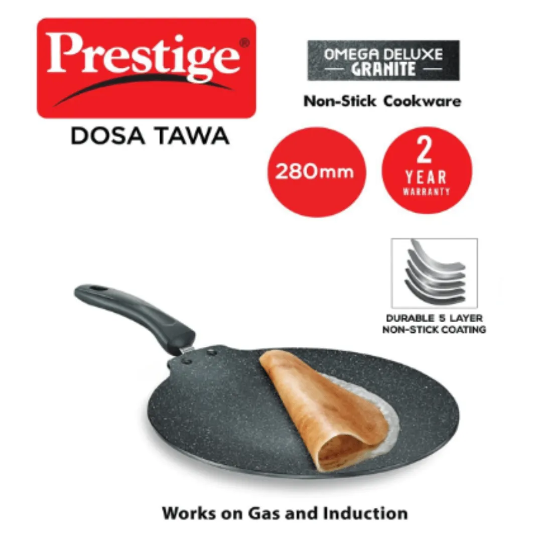 Prestige 28cm Omega Deluxe Granite Finish Coated Aluminium Non Stick Dosa Tawa (36861)