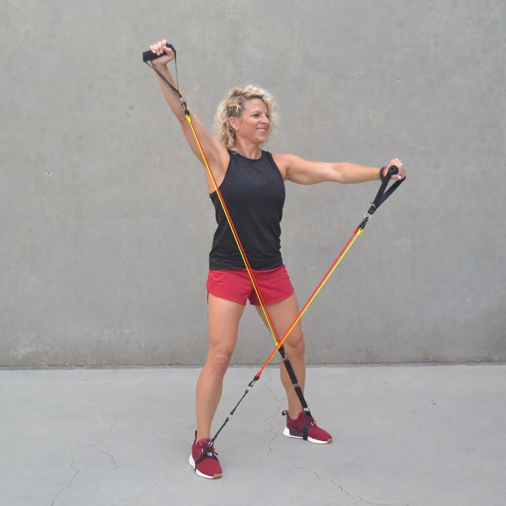 RESISTANCE BAND SYSTEM | (2) Handles, (2) Foot Straps, (2) Long Loop Straps, (6) Resistance Bands & Mesh Bag