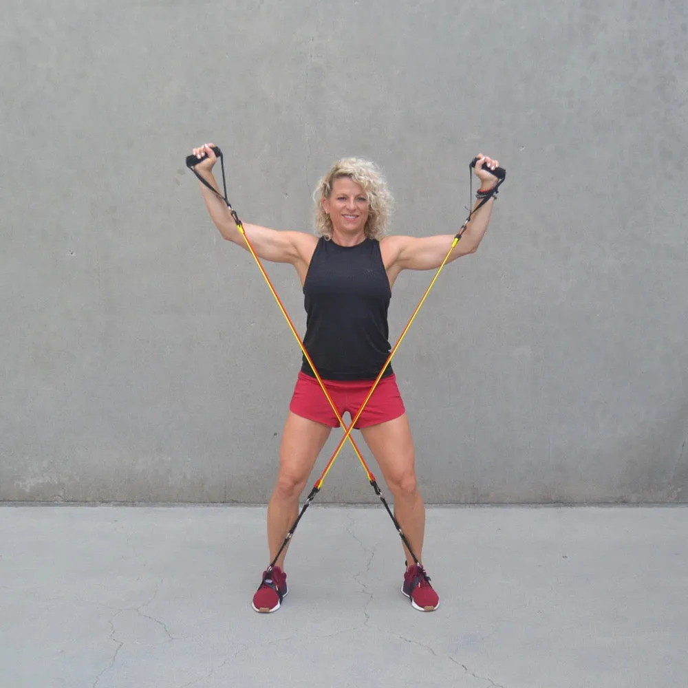 RESISTANCE BAND SYSTEM | (2) Handles, (2) Foot Straps, (2) Long Loop Straps, (6) Resistance Bands & Mesh Bag