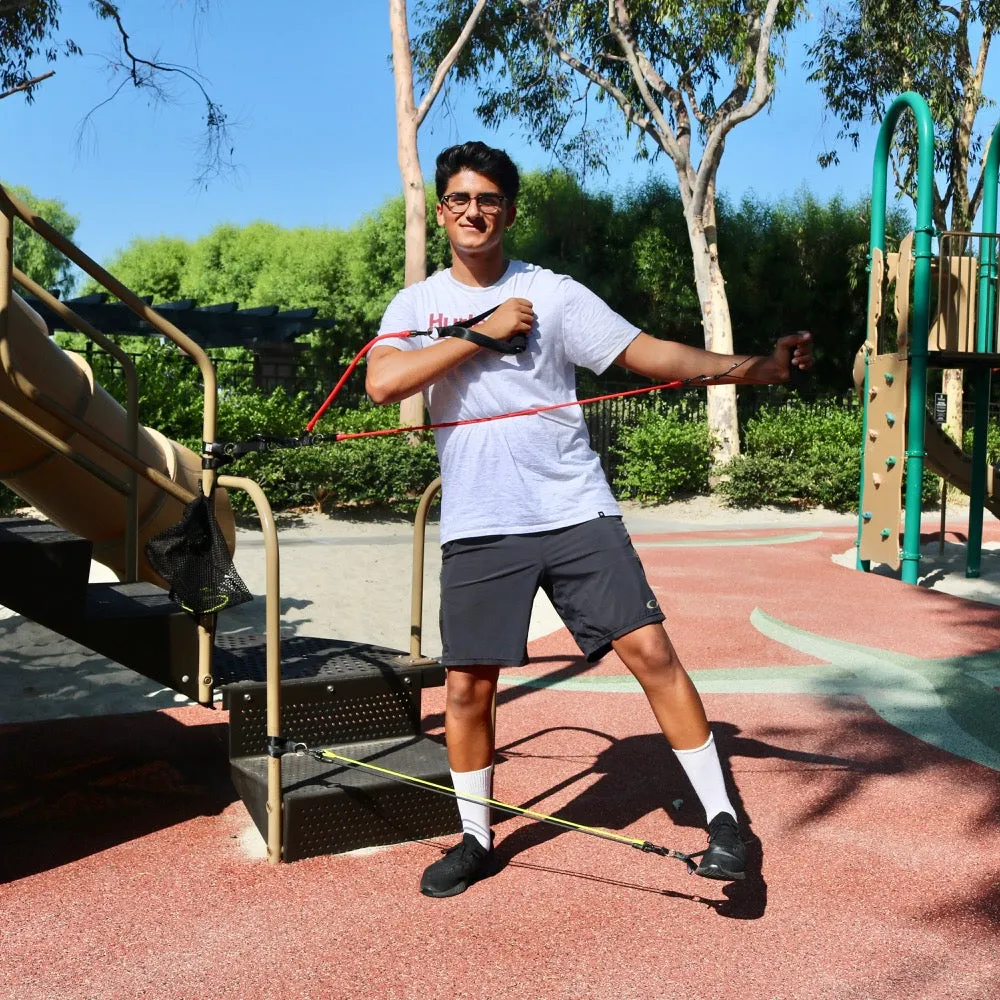 RESISTANCE BAND SYSTEM | (2) Handles, (2) Foot Straps, (2) Long Loop Straps, (6) Resistance Bands & Mesh Bag