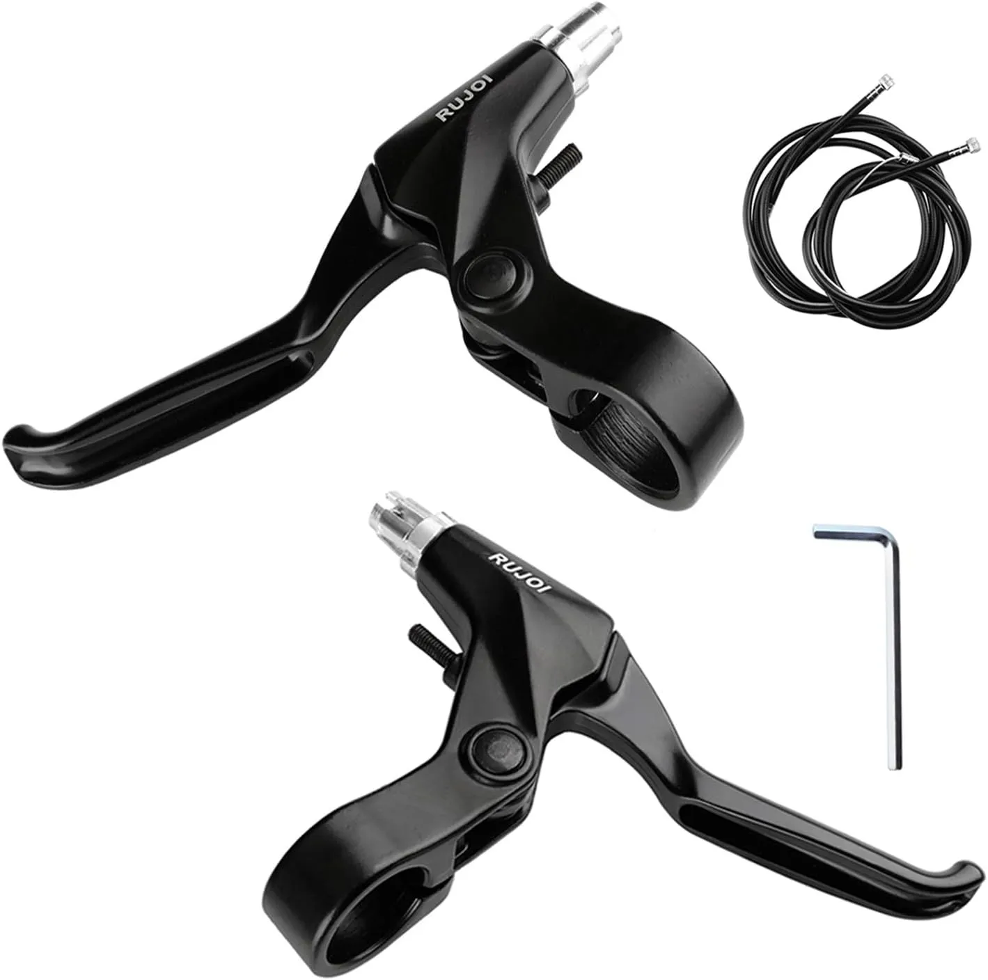 RUJOI Bike Brake Lever Set,1 Pair Aluminum Alloy Bicycle Brake Handle with 2 Set Bike Brake Cable Wire and Housing for Mountain Bike,MTB, Road Bike, Folding Bike, 2.2cm Diameter