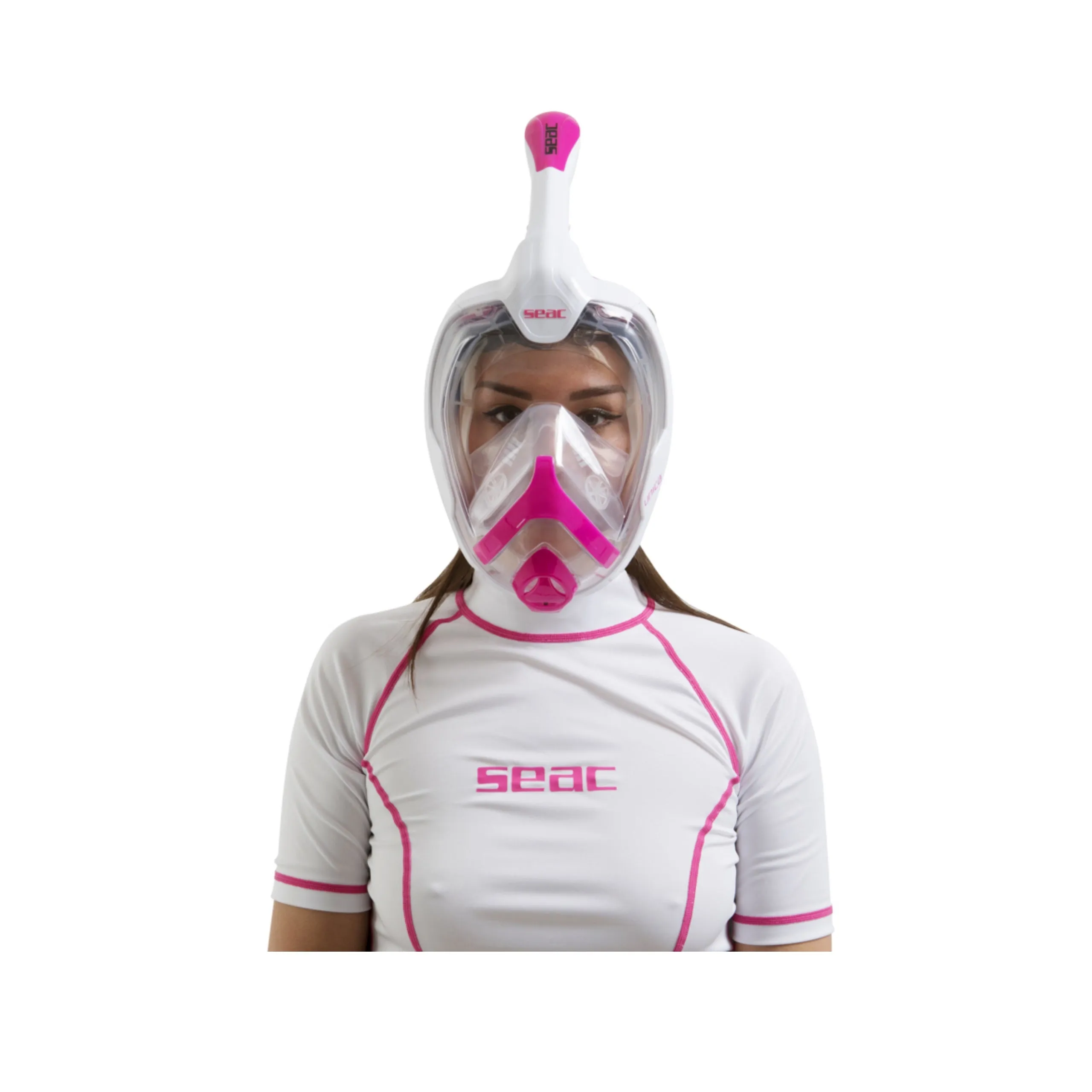 SEAC Unica Full Face Snorkel Mask White/Pink