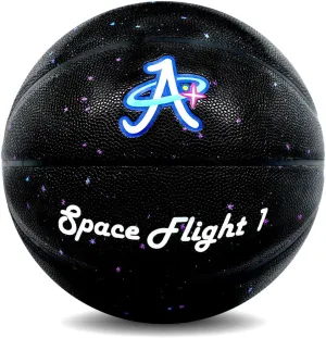 Space Flight 1 Official Basketball, Leather Game Ball; Indoor/Outdoor Court, Size 7, 29.5" Adult