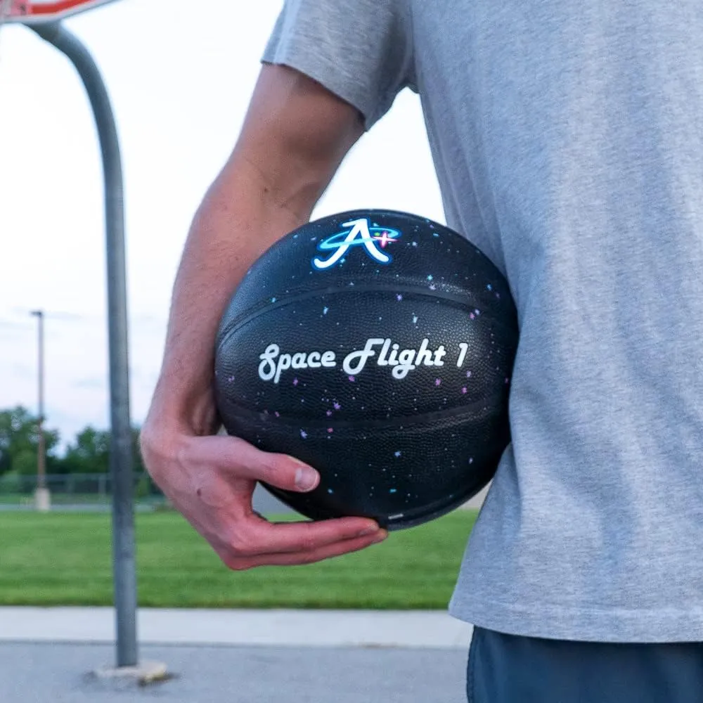 Space Flight 1 Official Basketball, Leather Game Ball; Indoor/Outdoor Court, Size 7, 29.5" Adult