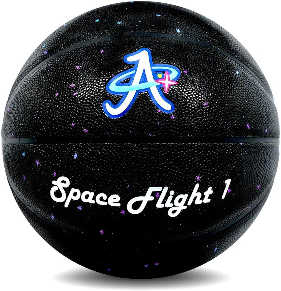 Space Flight 1 Official Basketball, Leather Game Ball; Indoor/Outdoor Court, Size 7, 29.5" Adult