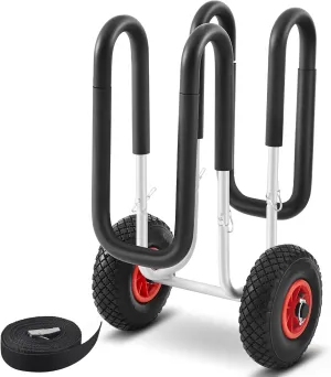 Stand up Paddle Board SUP Transport Cart with Airless Wheels Kayak Dolly Single up SUP Carrier Trolley Aviation Aluminum Paddle Board Cart for Surfboard Fit for Boards up to 6.25" Thick