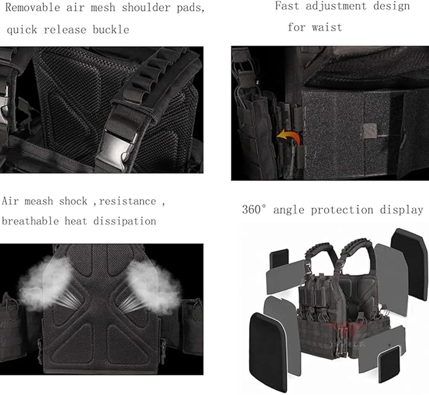 Tactical Vest Quick Release Airsoft Vest for Man Outdoor Adjustable Breathable Vest